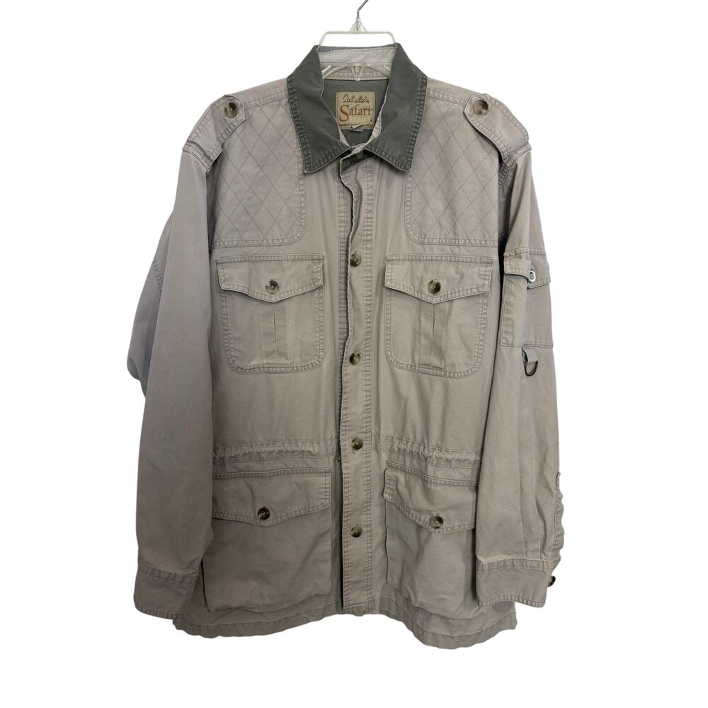 Vtg Cabela’s Safari Barn Chore Coat Men’s Large Pockets Africa Map Gorpcore